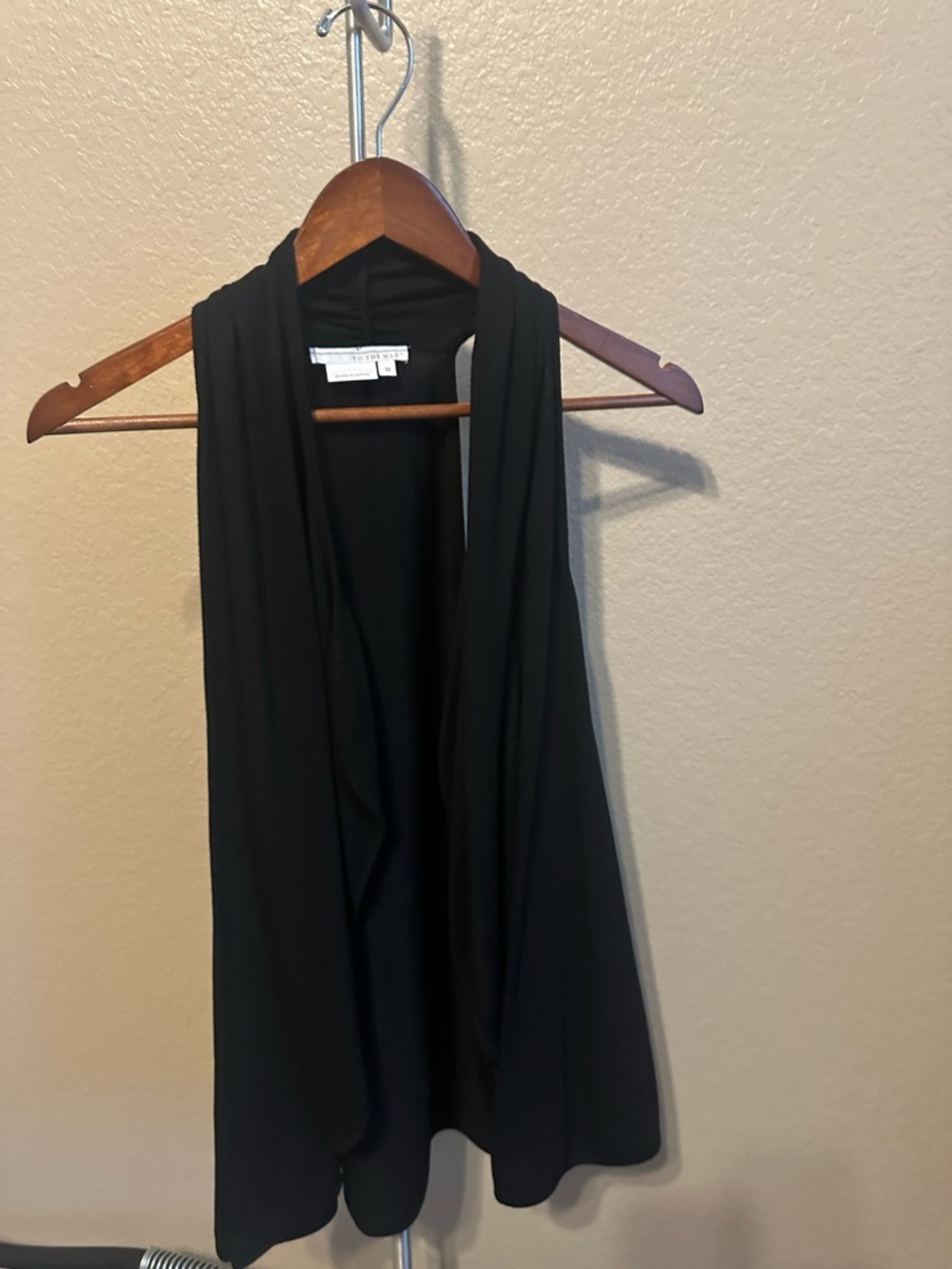 To the Max Black Open-Front Draped Vest